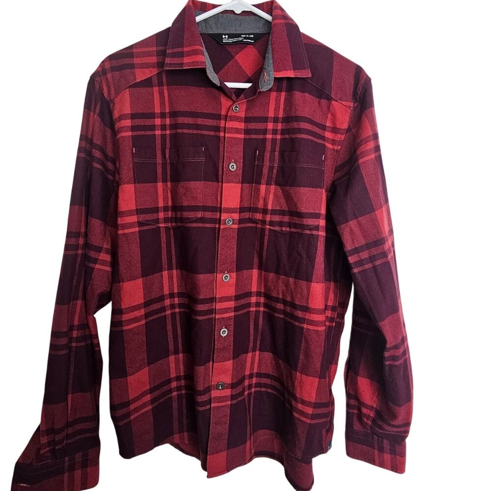 Under Armour Mens Plaid Flannel Shirt S Gorpcore Outdoor Hiking Trail Coldgear
